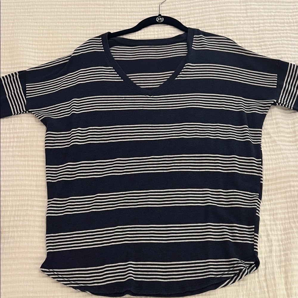 Navy and White Striped Women's Shirt